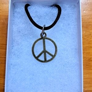 Bronze Peace Sign Necklace